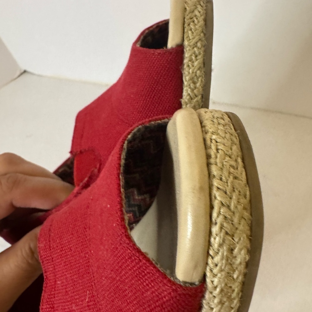 Faded Glory Women's Red Peep Toe Shoes Size 7 Fast Shipping Y2K Vintage - Picture 15 of 16